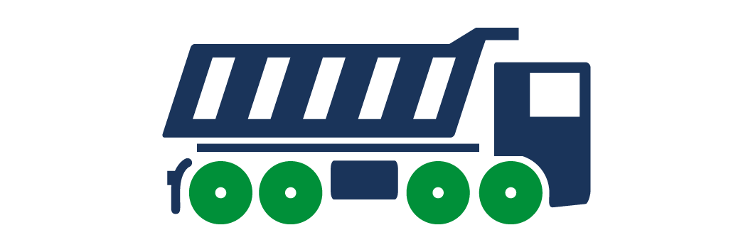 Construction‑steer icon showing highlighted steer‑axle placement for tyre fitment guidance, distributed by GB Tyres