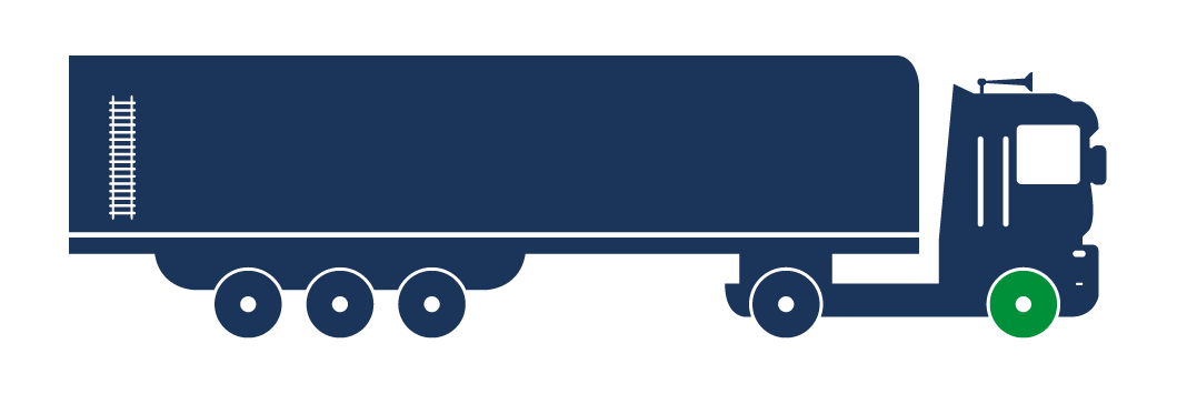 Steer‑axle position icon showing highlighted wheel placement for tyre fitment guidance, distributed by GB Tyres